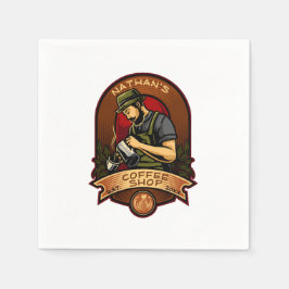 Guardanapo De Papel Personalizar a empresa Barista Vintage Coffee Comp