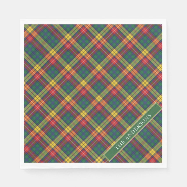 Guardanapo De Papel Personalizar a Xadrez Clan Buchanan Tartan (Frente)