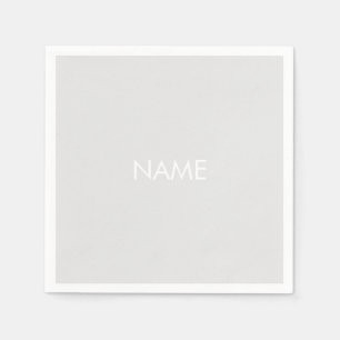 Guardanapo De Papel Personalizar com o nome, cinza pálida minimalista