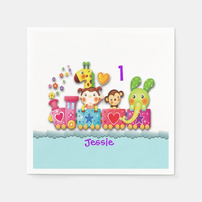 Guardanapo De Papel Personalizar o Aniversário Treinar Criança Jovem (Frente)