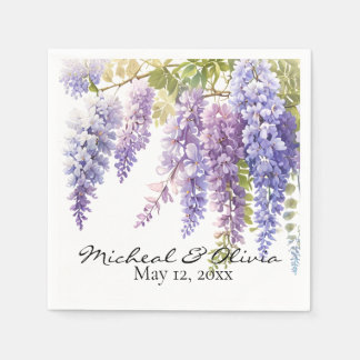 Guardanapo De Papel Personalizar o floral roxo da wisteria de aquarela