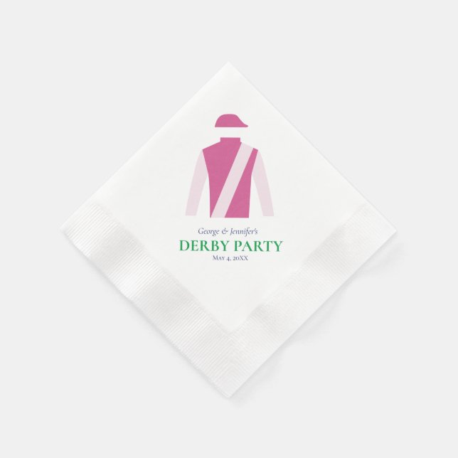 Guardanapo De Papel Personalizar o Partido Pink Jockey Silks Derby (Canto)