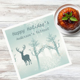 Guardanapo De Papel Personalizar - Padrão de veados e árvores