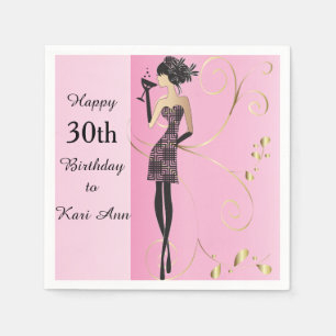 Guardanapo De Papel Personalize a menina elegante do aniversário