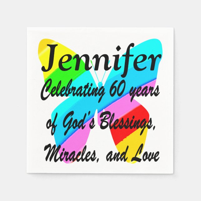 Guardanapo De Papel PERSONALIZE bonito 60º ANIVERSÁRIO DE NAPKINS DE B (Frente)