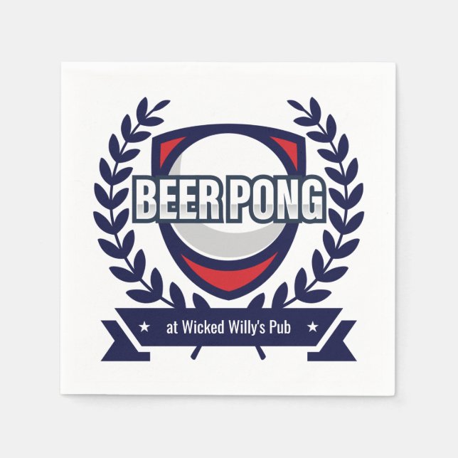 Guardanapo De Papel Personalize Este Logo de Beer Pong (Frente)