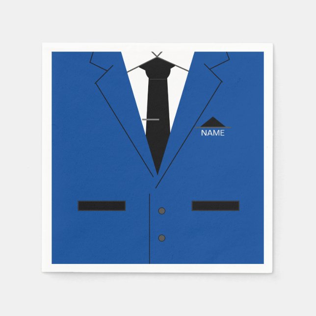 Guardanapo De Papel Personalize seu nome, Napkins Blue Suit e Necktie (Frente)