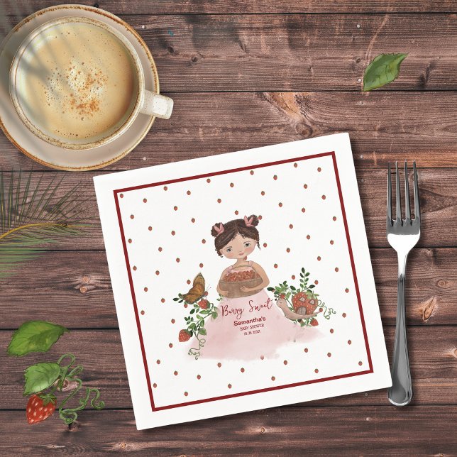 Guardanapo De Papel Personalized Berry Sweet Baby Shower  (Personalized Berry Swee Baby Shower Napkins)