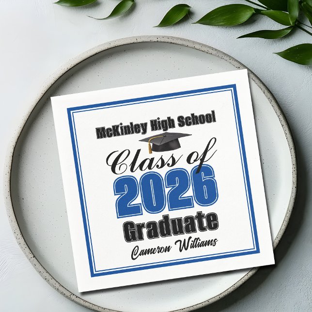 Guardanapo De Papel Personalized Blue Class of 2026 Graduation Party (Criador carregado)