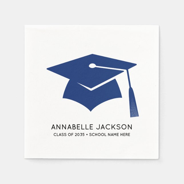 Guardanapo De Papel Personalized Blue Graduation (Frente)