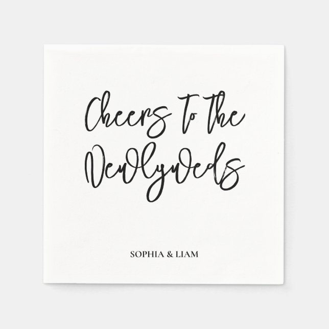 Guardanapo De Papel Personalized Cheers Wedding Rustic Hand lettering (Frente)