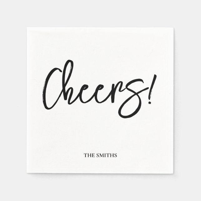 Guardanapo De Papel Personalized Cheers Wedding Rustic Hand lettering  (Frente)