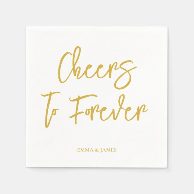 Guardanapo De Papel Personalized Cheers Wedding Rustic Hand lettering (Frente)