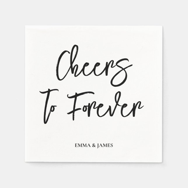 Guardanapo De Papel Personalized Cheers Wedding Rustic Hand lettering (Frente)