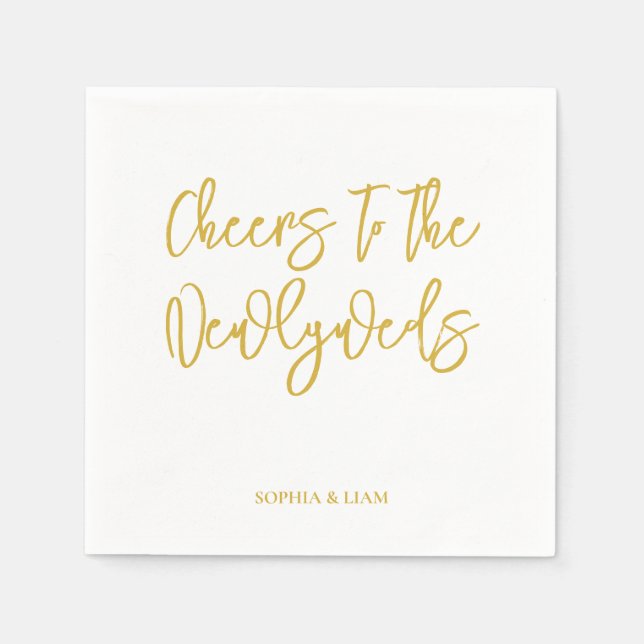 Guardanapo De Papel Personalized Cheers Wedding Rustic Hand lettering (Frente)
