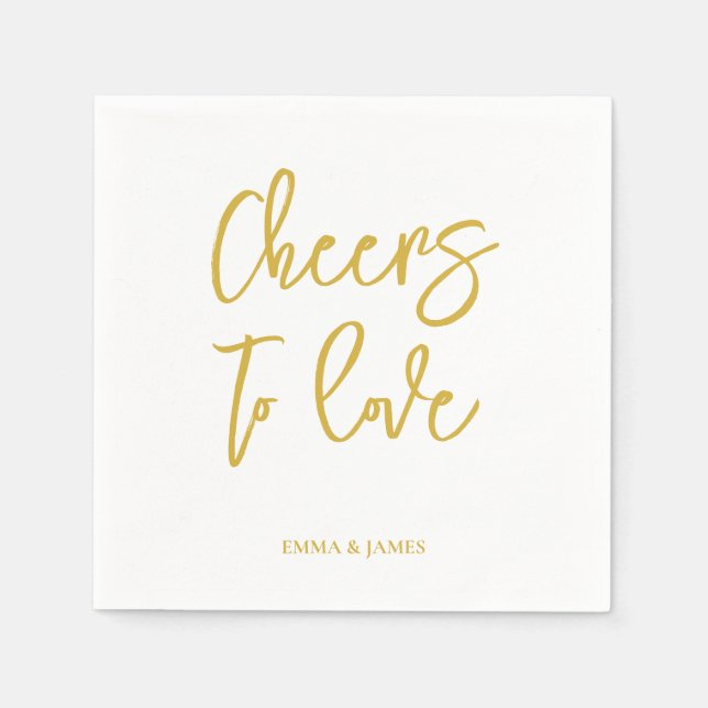 Guardanapo De Papel Personalized Cheers Wedding Rustic Hand lettering  (Frente)