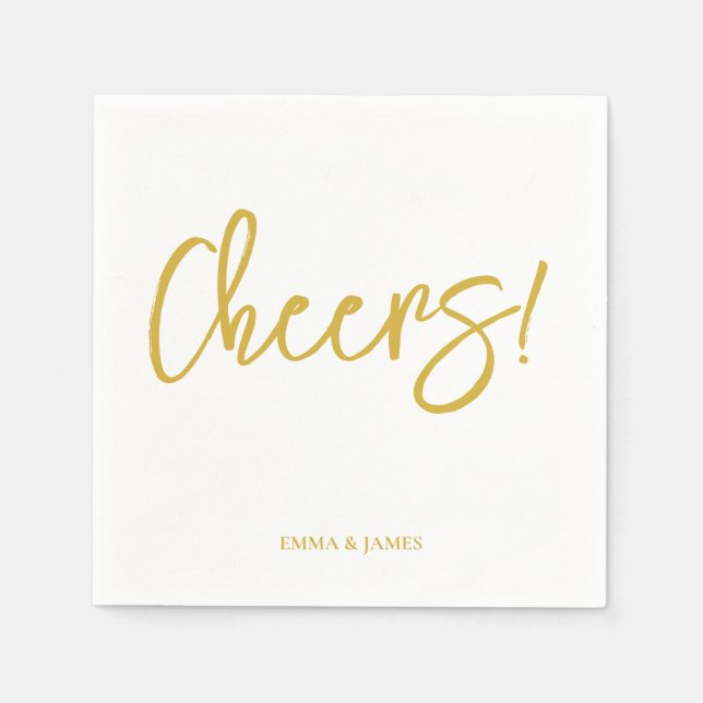 Guardanapo De Papel Personalized Cheers Wedding Rustic Hand lettering  (Frente)