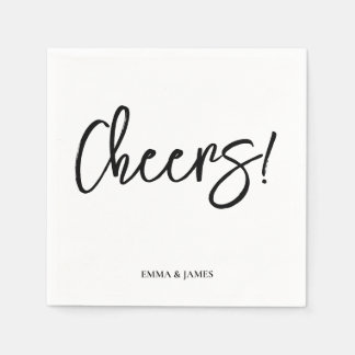 Guardanapo De Papel Personalized Cheers Wedding Rustic Hand lettering