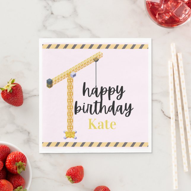 Guardanapo De Papel Personalized Construction Birthday Napkins (Insitu)