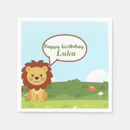 Guardanapo De Papel Personalized Custom Lion Birthday Napkins for Kids