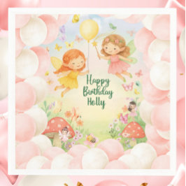 Guardanapo De Papel Personalized Cute Fairy Birthday Paper Napkin