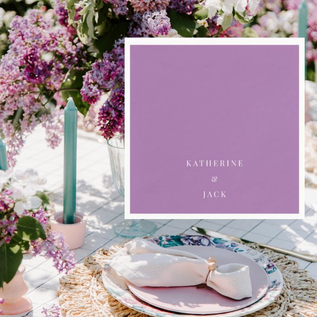 Guardanapo De Papel Personalized Dark Lavender Wedding Cocktail (Criador carregado)