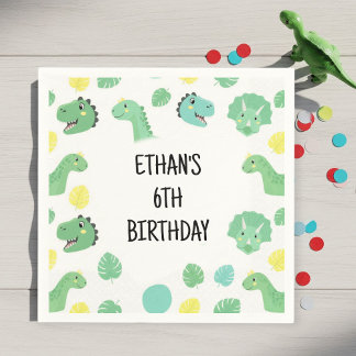 Guardanapo De Papel Personalized Dinosaur Birthday Napkins | Trendy