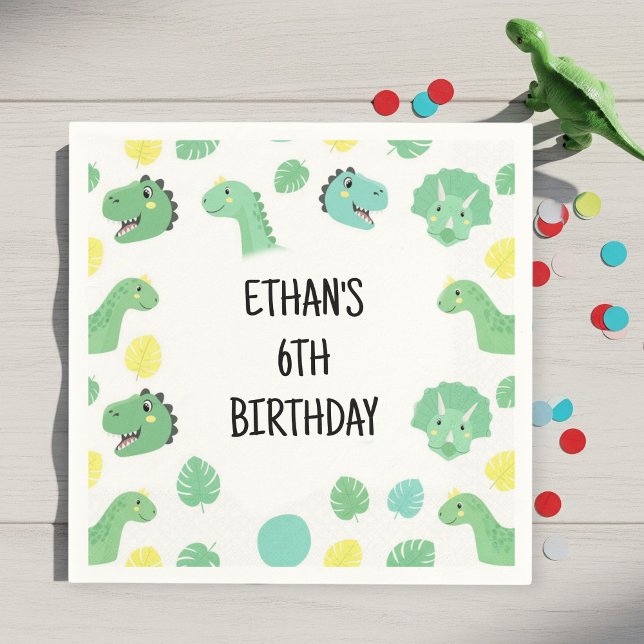 Guardanapo De Papel Personalized Dinosaur Birthday Napkins | Trendy  (Criador carregado)