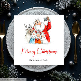 Guardanapo De Papel Personalized Funny Santa Christmas Dinner Napkins