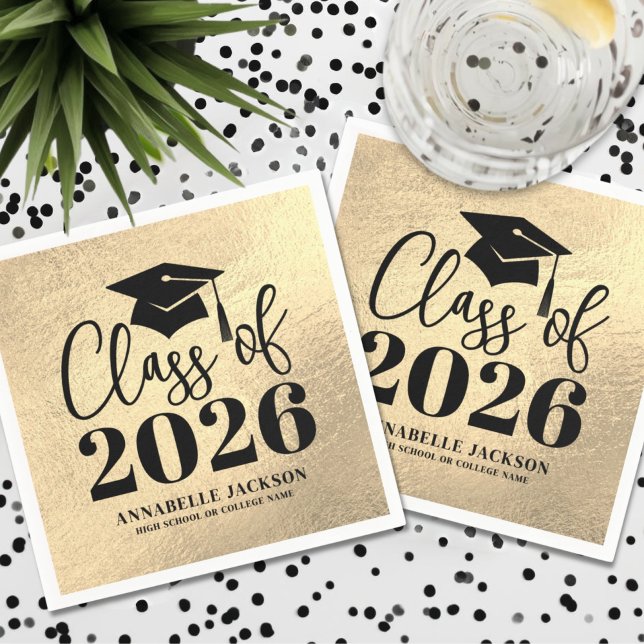 Guardanapo De Papel Personalized Gold Graduation (Personalized Gold Graduation Napkins)