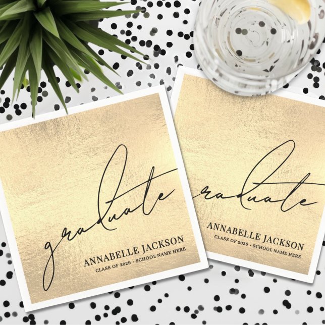 Guardanapo De Papel Personalized Gold Graduation (Personalized Gold Graduation Napkins)