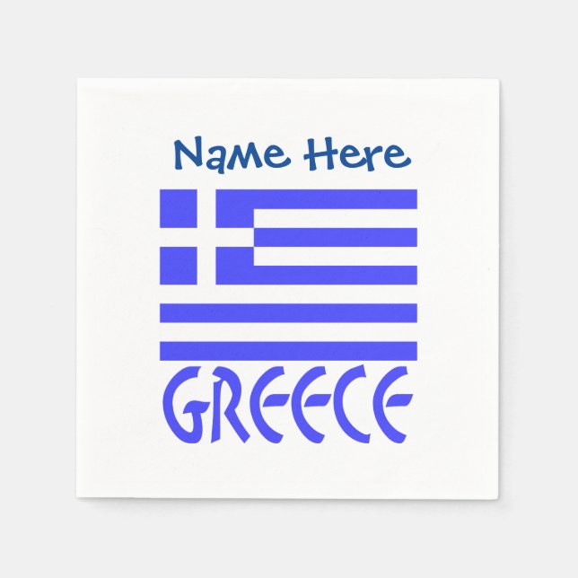 Guardanapo De Papel Personalized Greece Flag Name Paper (Frente)