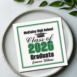 Guardanapo De Papel Personalized Green Class of 2026 Graduation Party