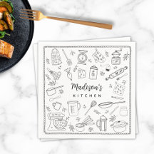 Personalized Hand Drawn Kitchen Cooking Utensils