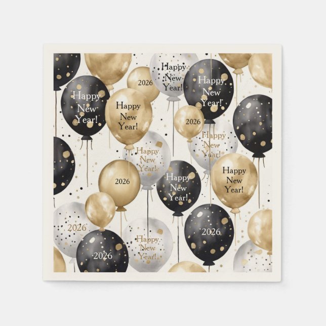 Guardanapo De Papel Personalized Happy New Year Party Napkin (Frente)