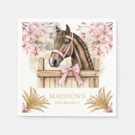 Guardanapo De Papel Personalized Horse Napkin – Blush Pink Country
