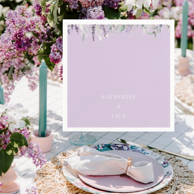 Guardanapo De Papel Personalized Lavender Foliage Wedding Cocktail (Criador carregado)