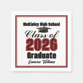 Guardanapo De Papel Personalized Maroon Class of 2026 Graduation Party