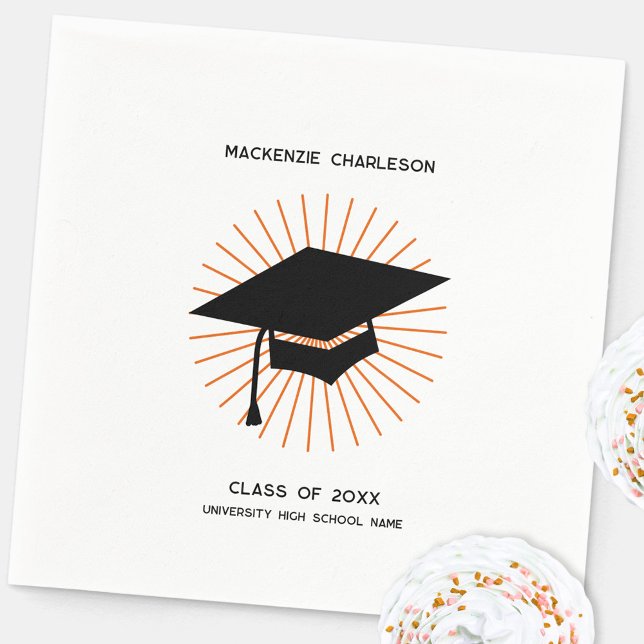 Guardanapo De Papel Personalized Minimalist Graduation Cap Party (Modern graduation party mortarboard cap personalized party napkin)