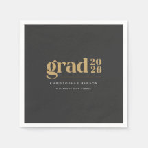 Personalized Modern Charcoal Gold 2026 Graduation