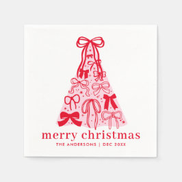 Guardanapo De Papel Personalized Modern Pink Red Bows Christmas