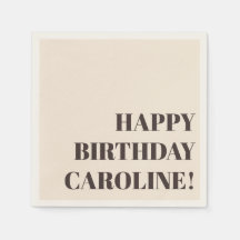Personalized Name Bold Brown Cream Birthday Party