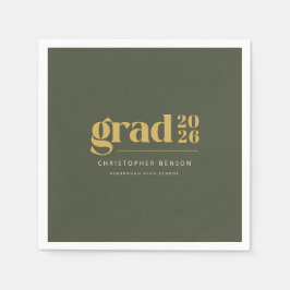 Guardanapo De Papel Personalized Olive Green Gold 2026 Graduation