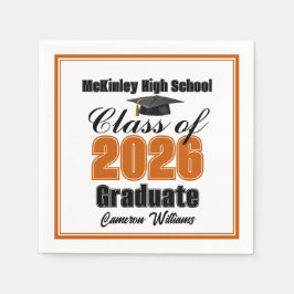 Guardanapo De Papel Personalized Orange Class of 2026 Graduation Party