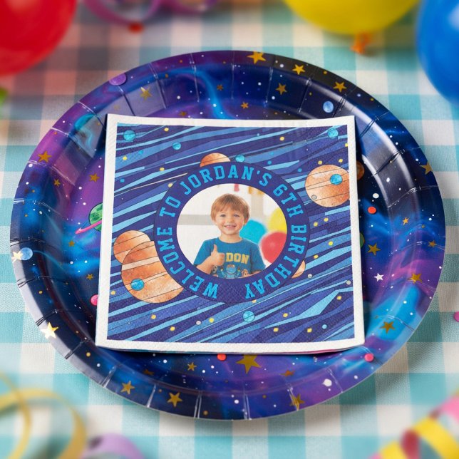 Guardanapo De Papel Personalized Outer Space Galaxy Birthday (Criador carregado)