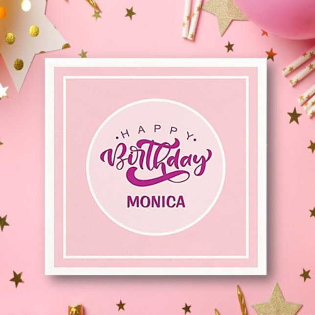 Guardanapo De Papel Personalized Pink Birthday Party (Criador carregado)