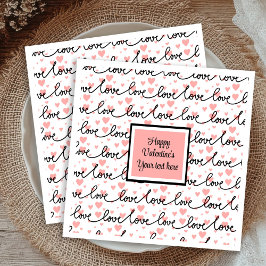 Guardanapo De Papel Personalized Pink Black Hearts Sketch Valentine