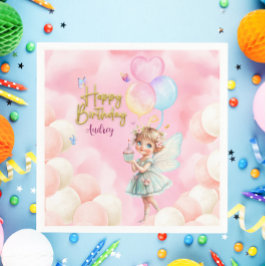 Guardanapo De Papel Personalized Pink & Blue Fairy Party Paper Napkin
