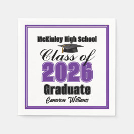 Guardanapo De Papel Personalized Purple Class of 2026 Graduation Party