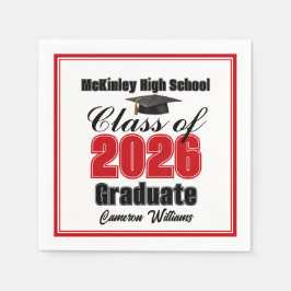 Guardanapo De Papel Personalized Red Class of 2026 Graduation Party